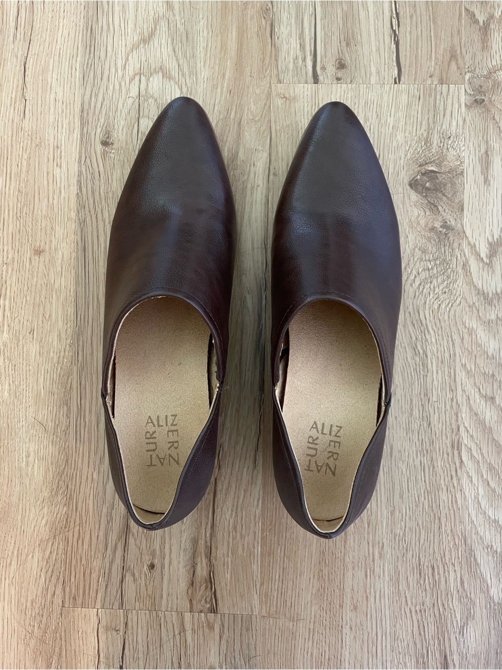 Naturalizer Brown Leather Pointed Toe Mules Size 9.5